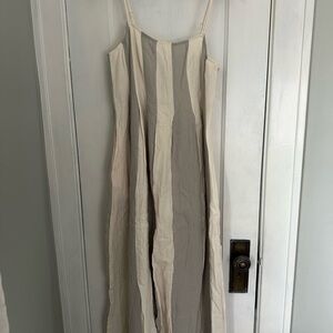 Women’s Striped Maxi Dress - Cream & Taupe
